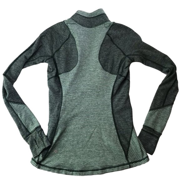 Lululemon Half-Zip 1/2 Zip Pullover Stretchy Striped. Size Women's 6 Green Gray - Picture 5 of 12